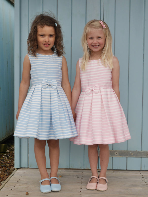 Blue Pastel Striped Party Dress