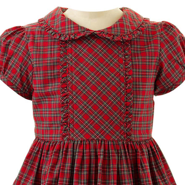 Red Tartan Frill Front Dress