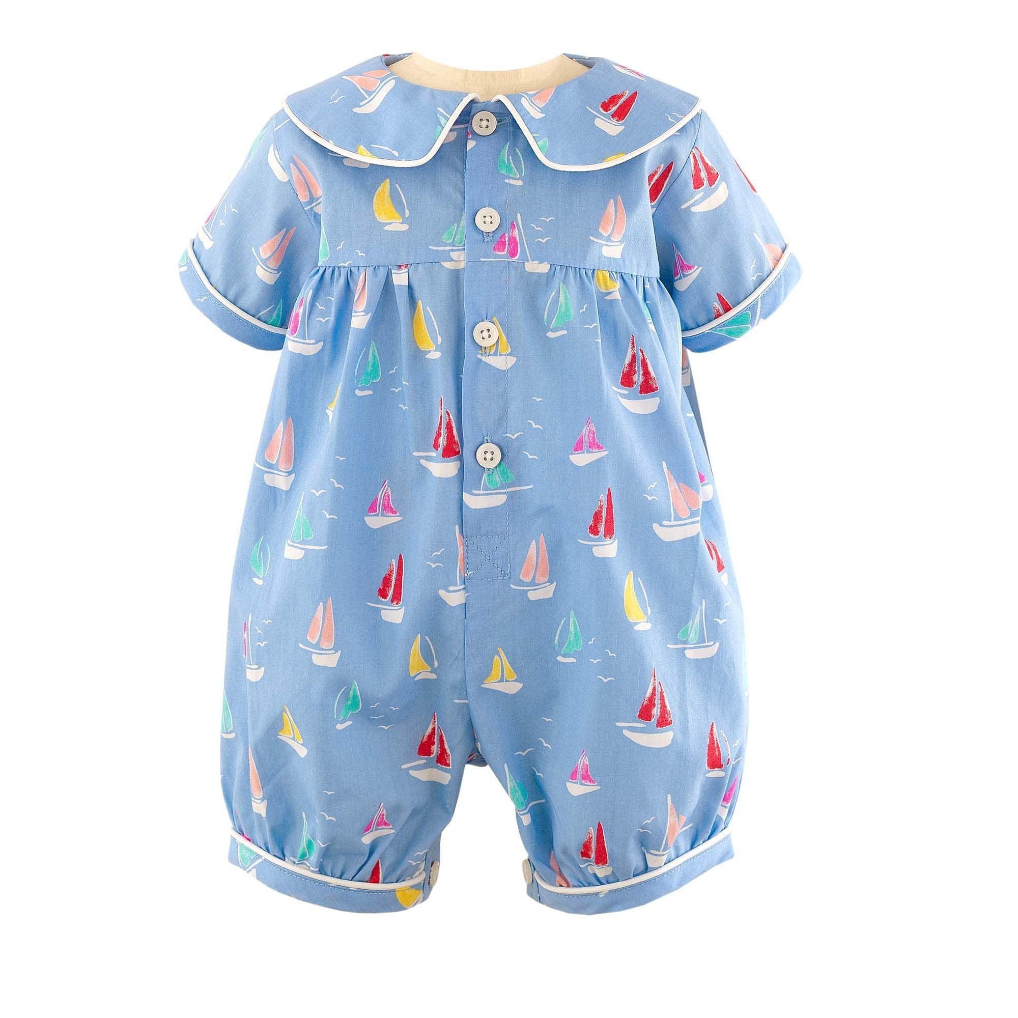 Baby Boy Nautical Bubble with Sailor Collar and Anchors