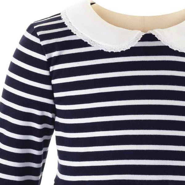 Navy Long Sleeved Breton Striped Jersey Dress