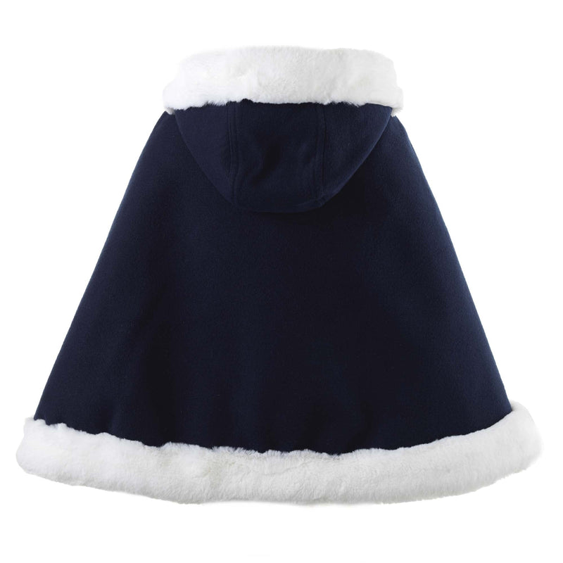 Navy Faux Fur Trim Cape