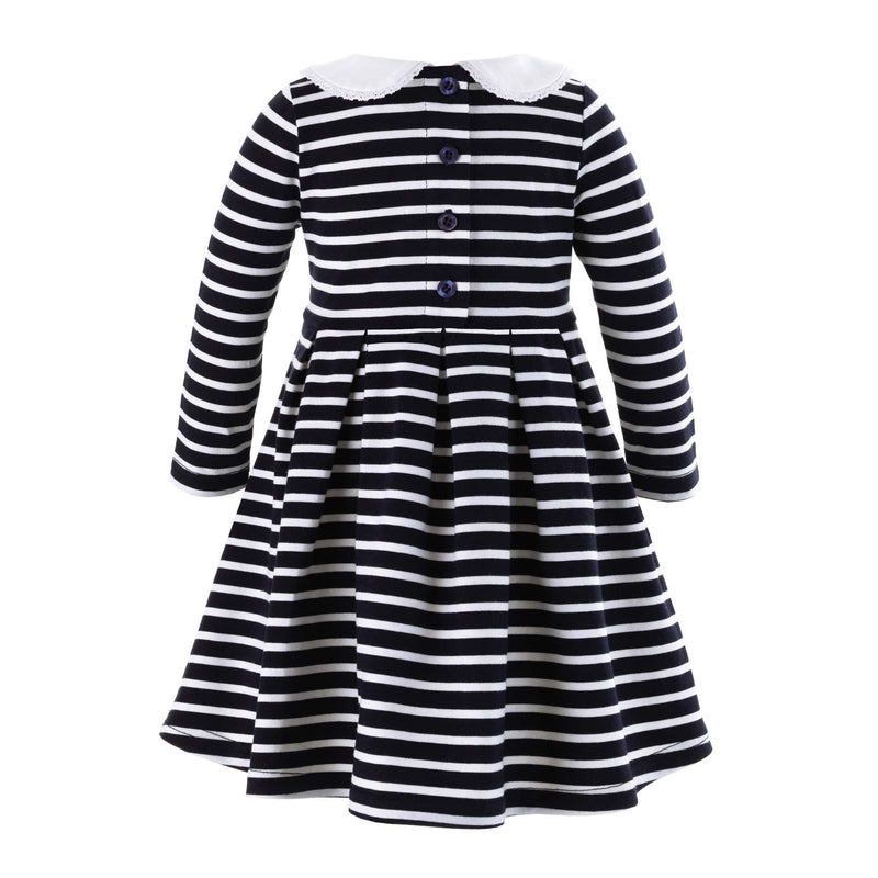 Navy Long Sleeve Breton Striped Jersey Dress