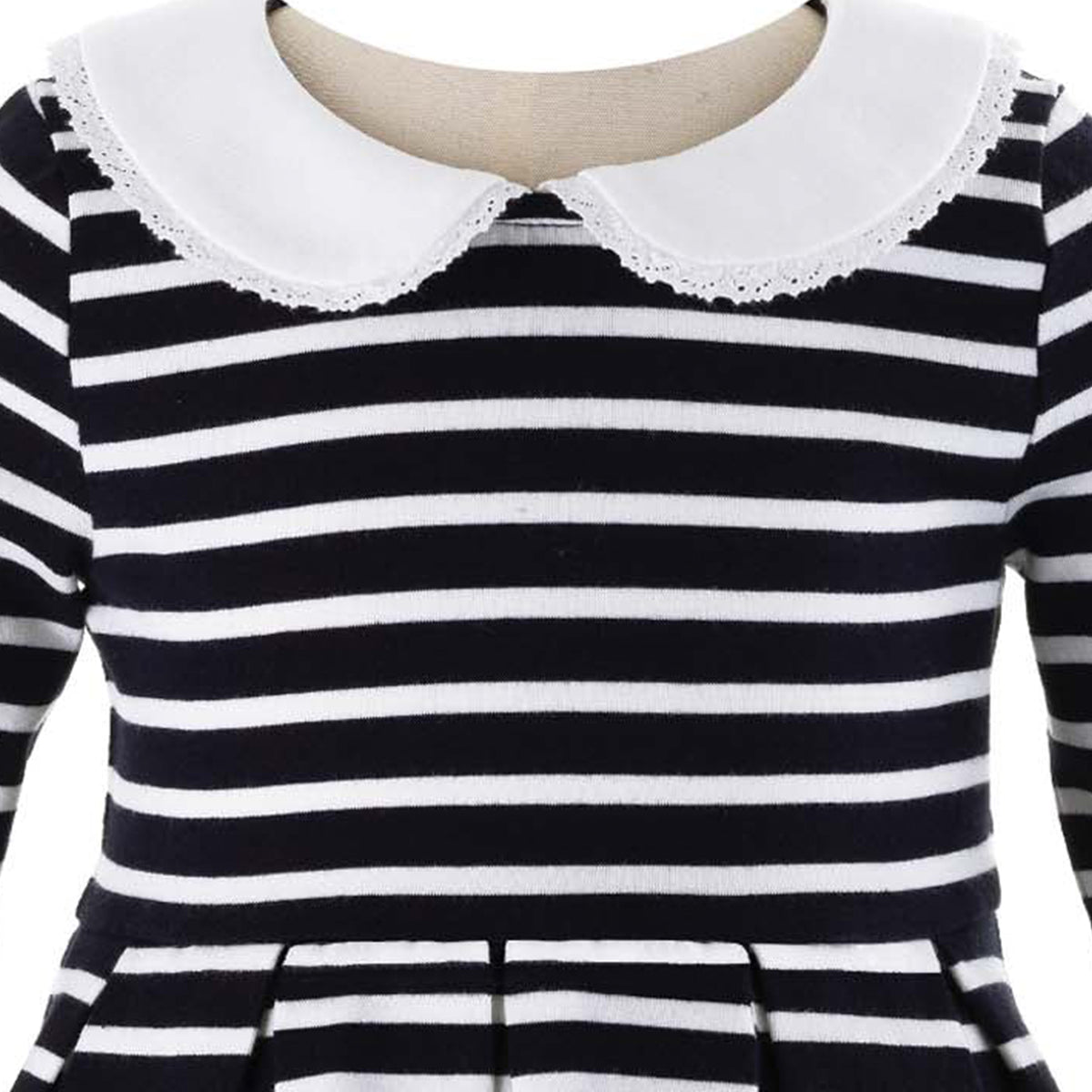 Navy Long Sleeve Breton Striped Jersey Dress