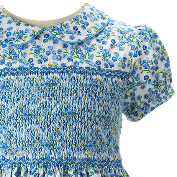Blue Forget-Me-Not Smocked Dress