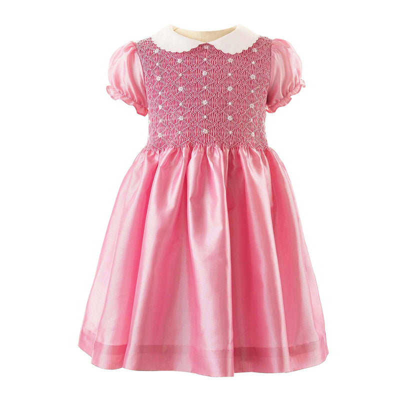 Taffeta Rosebud Smocked Dress