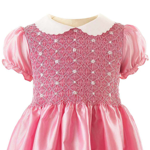 Taffeta Rosebud Smocked Dress