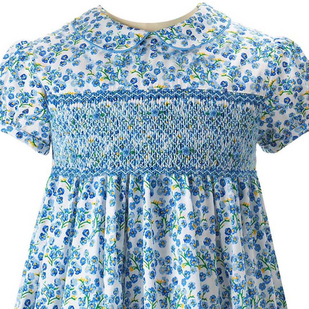 Blue Forget-Me-Not Smocked Dress & Bloomers