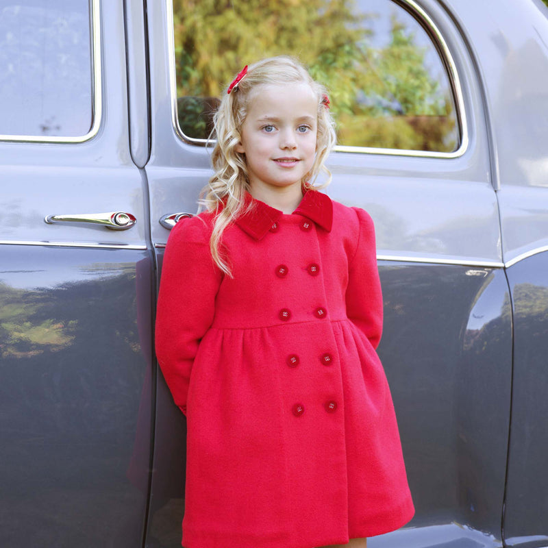 Red Velvet Trim Coat