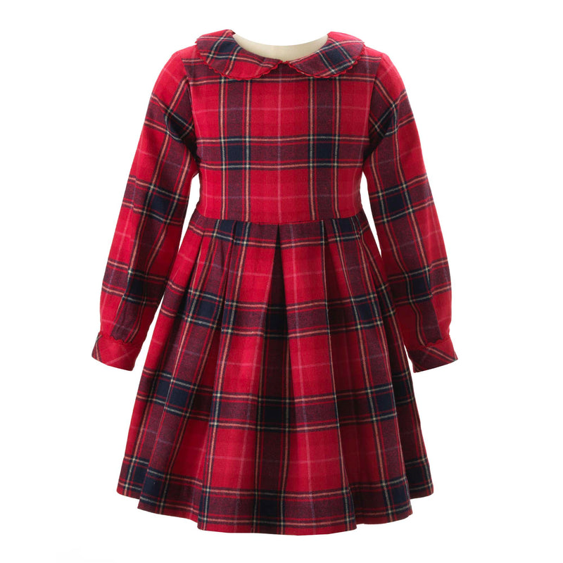 Red Tartan Flannel Pleated Dress