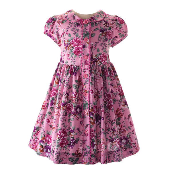 Pink Rose Button-Front Dress