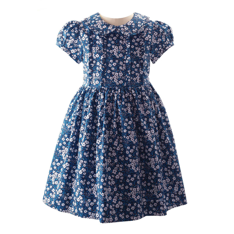 Navy Mini Floral Frill Dress