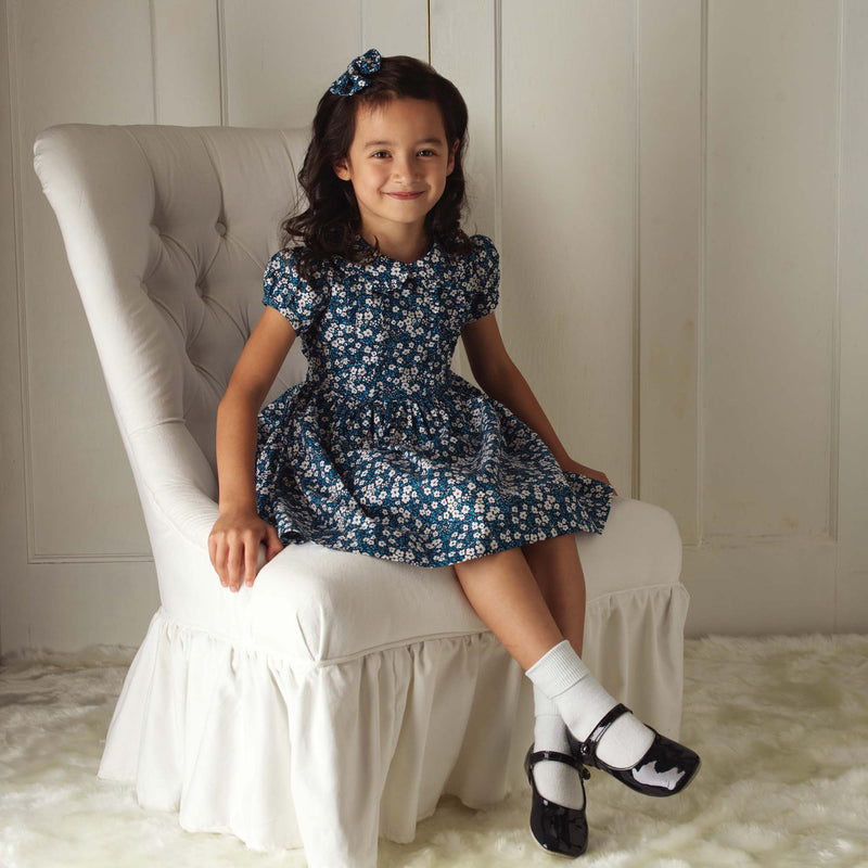 Navy Mini Floral Frill Dress