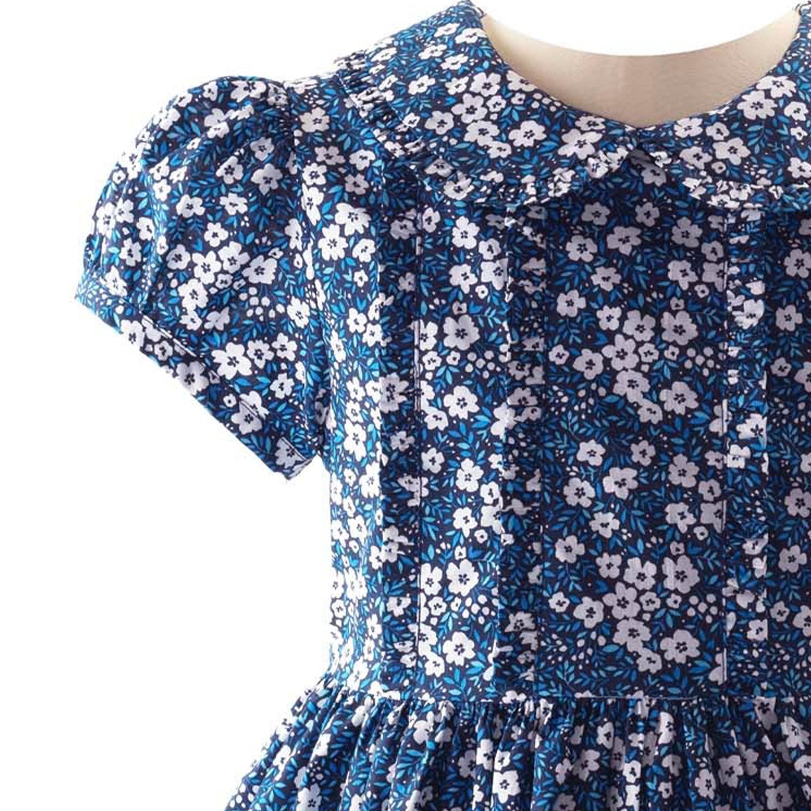 strapless open back dress Navy Mini Floral Frill Dress | Rachel Riley UK