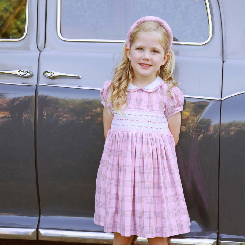 Pink Tartan Smocked Dress