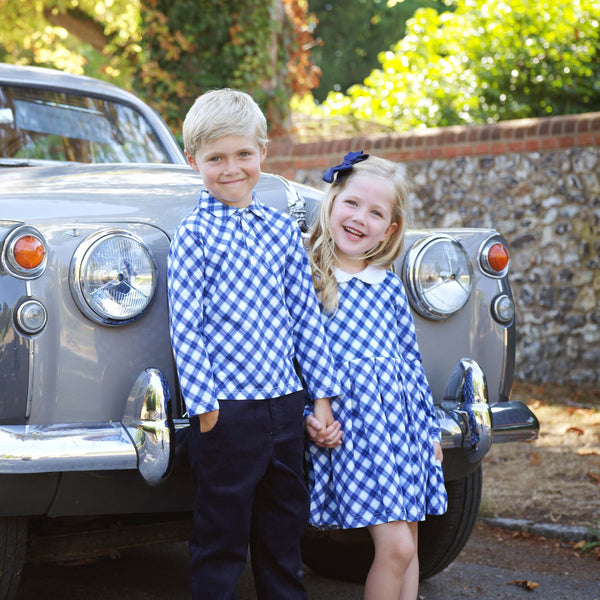 Navy Tartan Jersey Dress