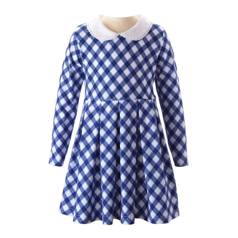 Navy Tartan Jersey Dress