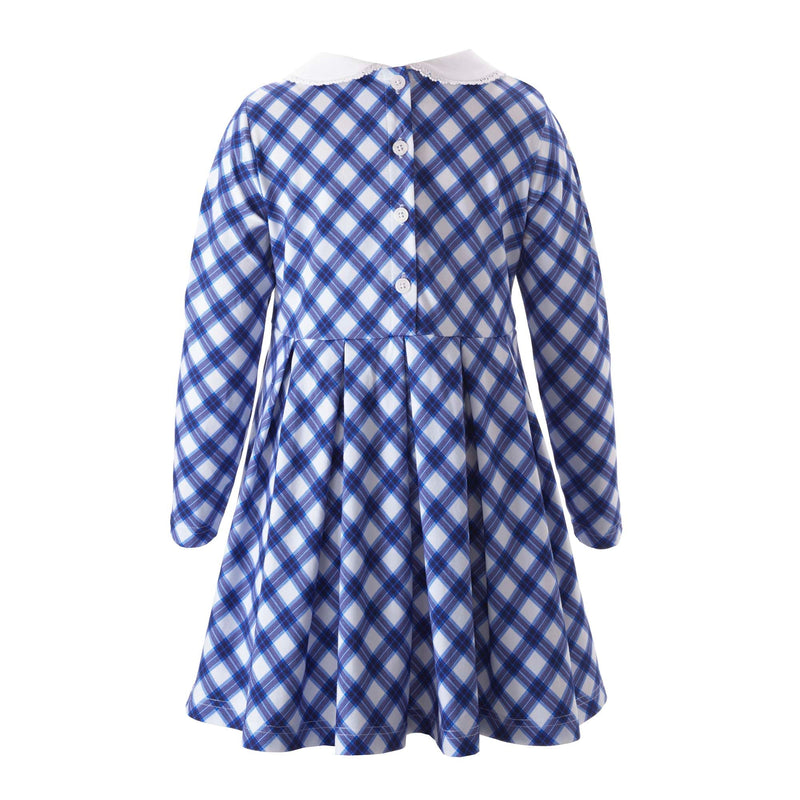 Navy Tartan Jersey Dress