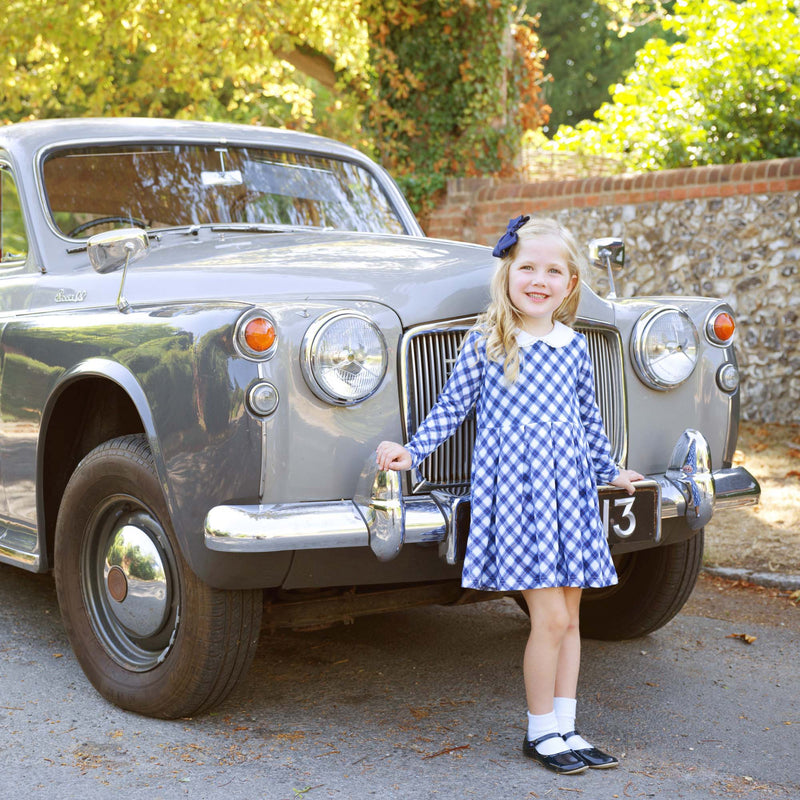 Navy Tartan Jersey Dress