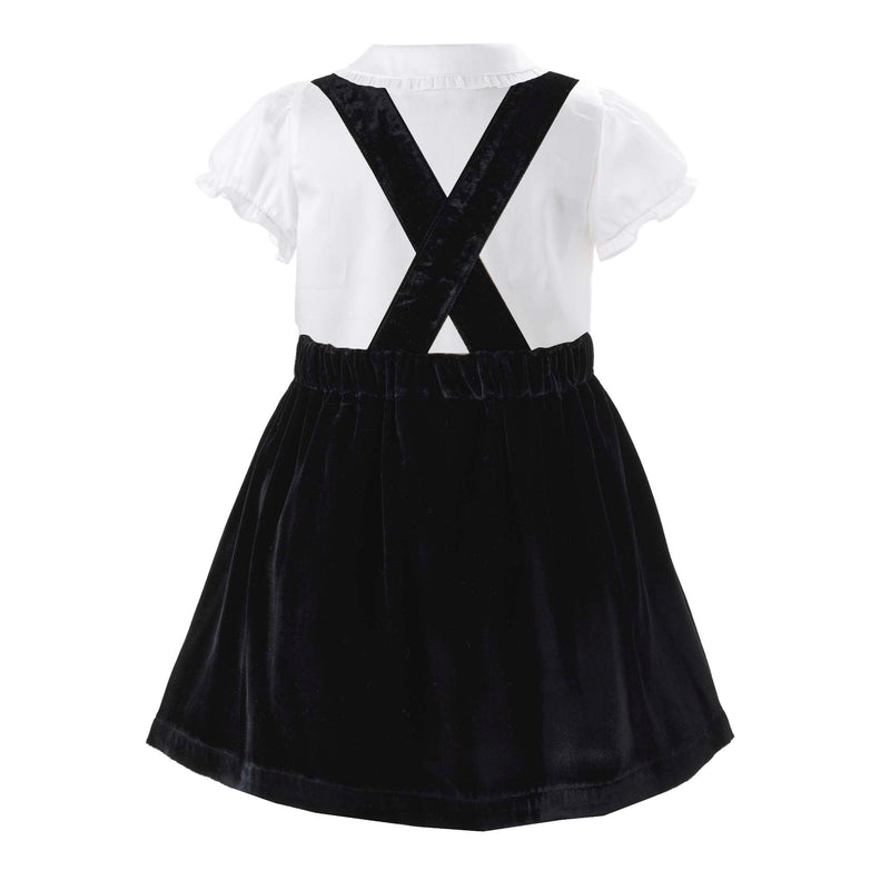 Black Silk Velvet Pinafore Set