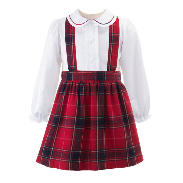 Red Tartan Flannel Pinafore Set