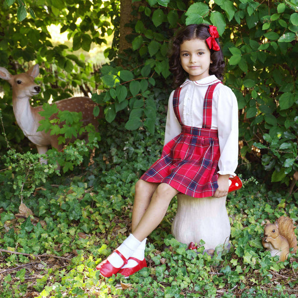 Red Tartan Flannel Pinafore Set