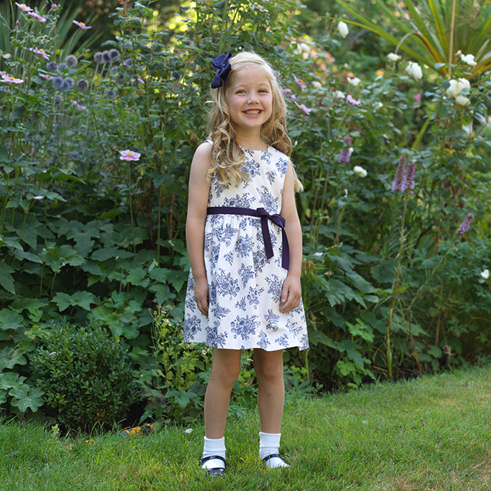 Navy Floral Toile Dress