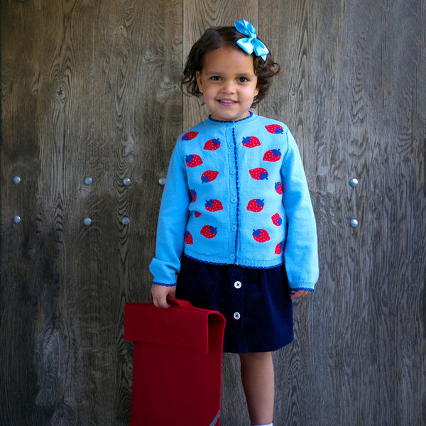 Navy Button-Front Skirt