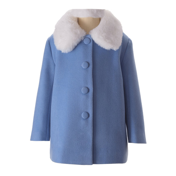 Blue Faux Fur Collar Coat