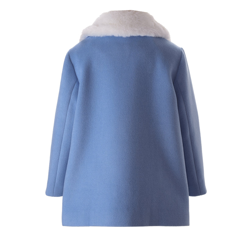 Blue Faux Fur Collar Coat