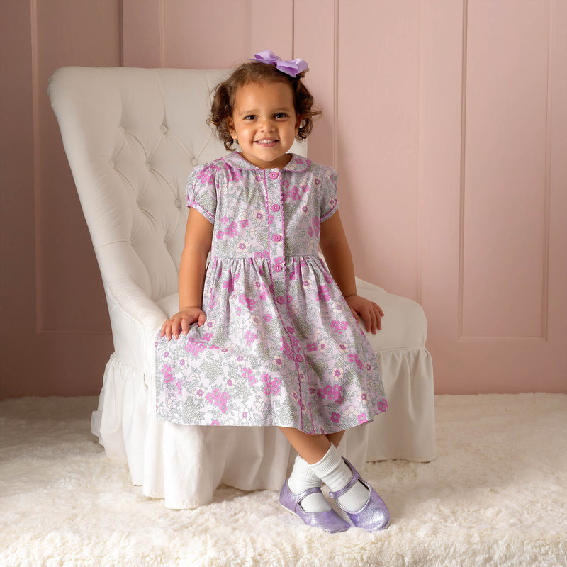 Lilac Floral Button-Front Dress