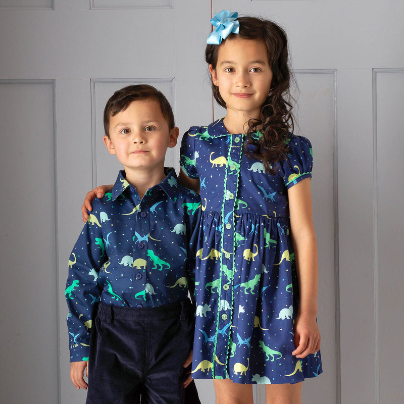 Dinosaur Button-Front Dress