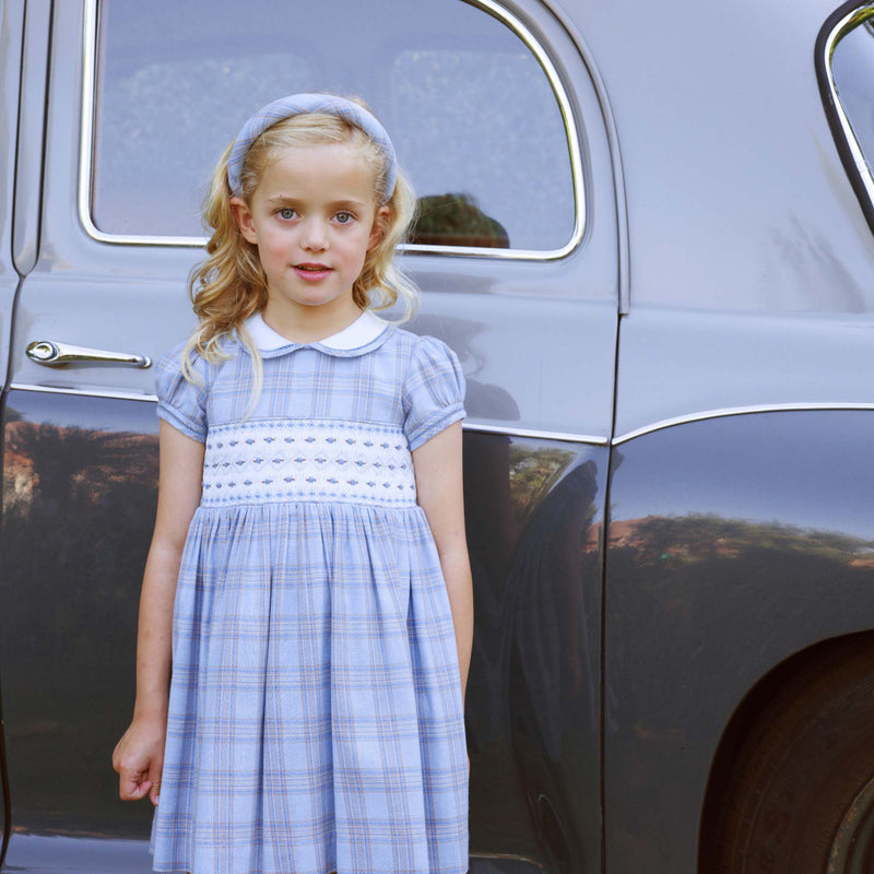 Blue Tartan Smocked Dress