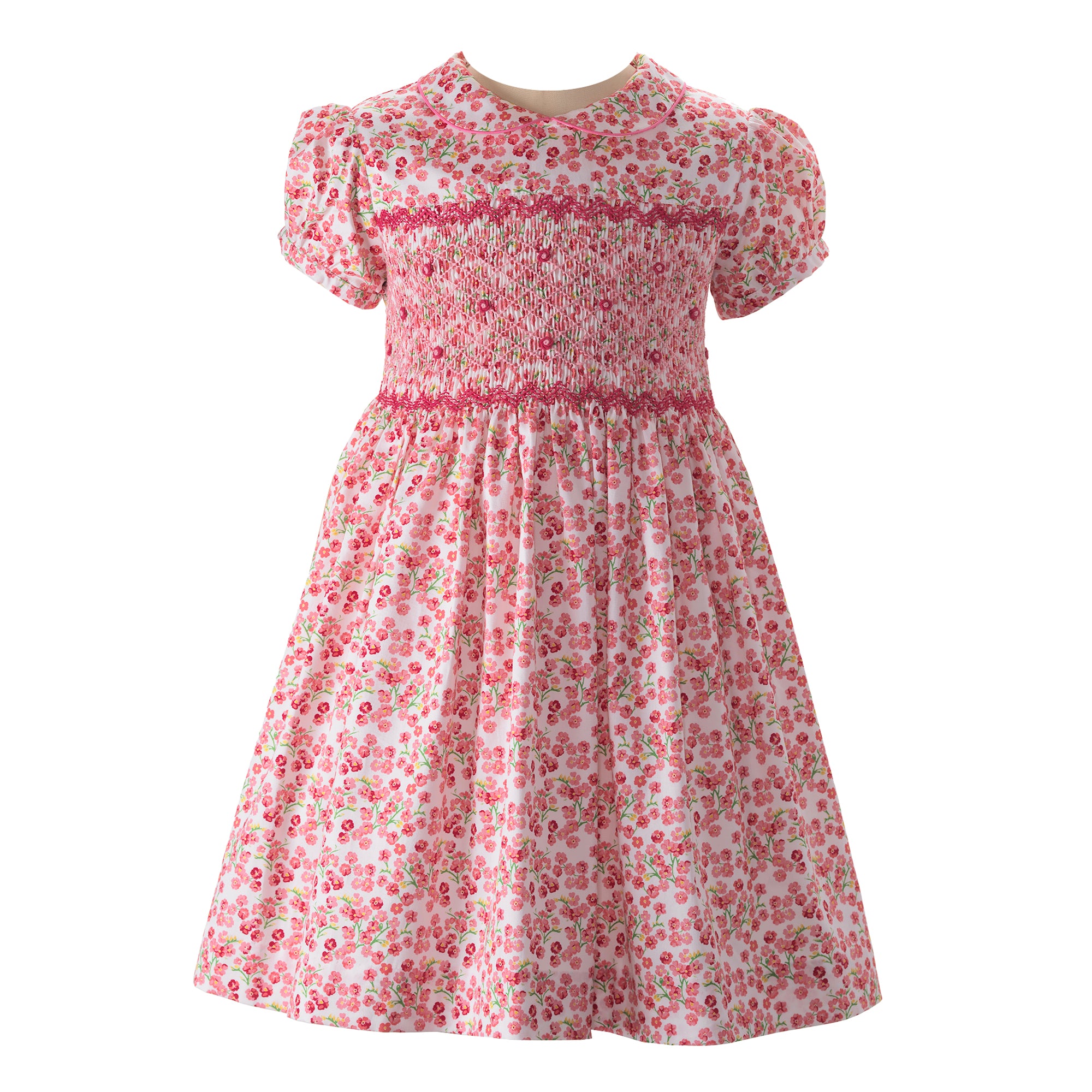 Pink Forget-Me-Not Smocked Dress