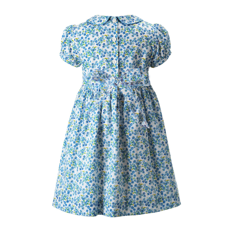 Blue Forget-Me-Not Smocked Dress