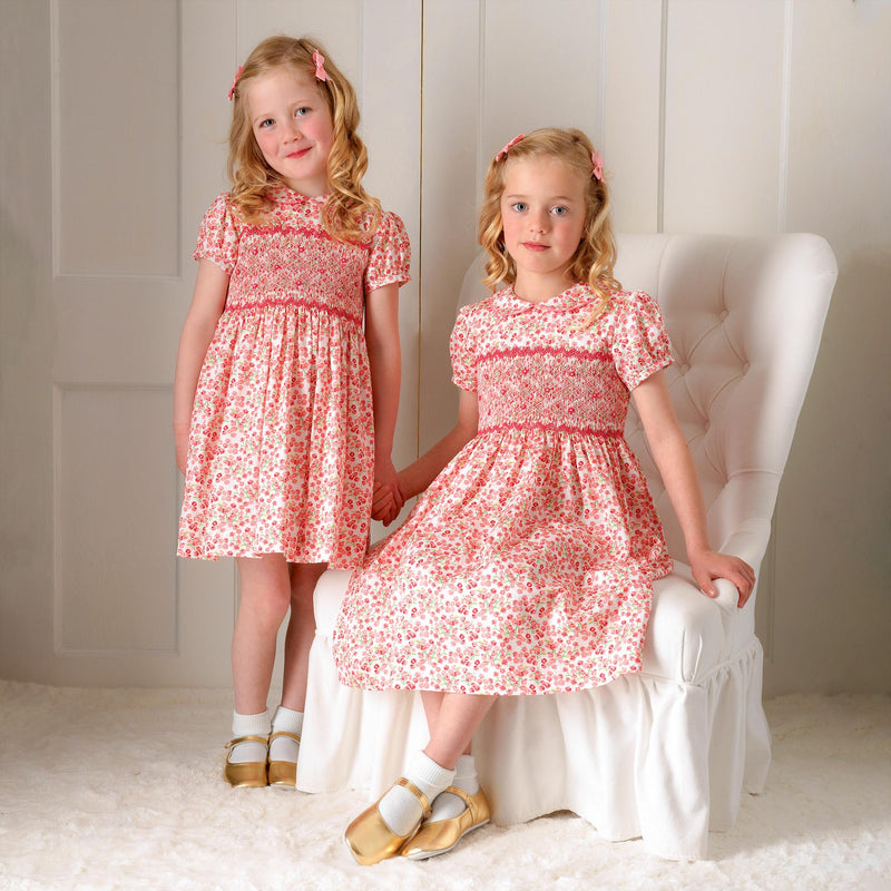 Pink Forget-Me-Not Smocked Dress