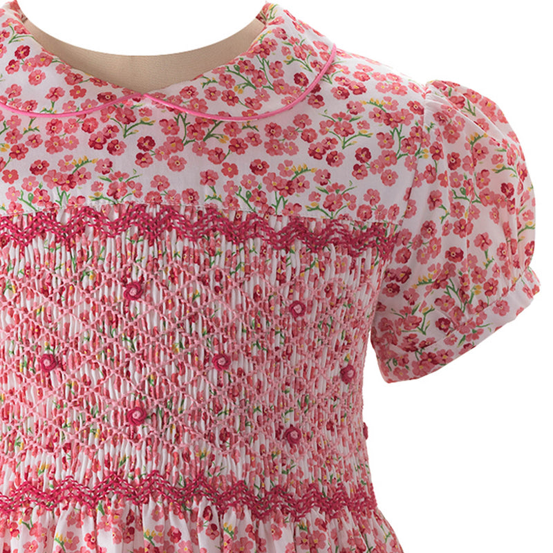Pink Forget-Me-Not Smocked Dress