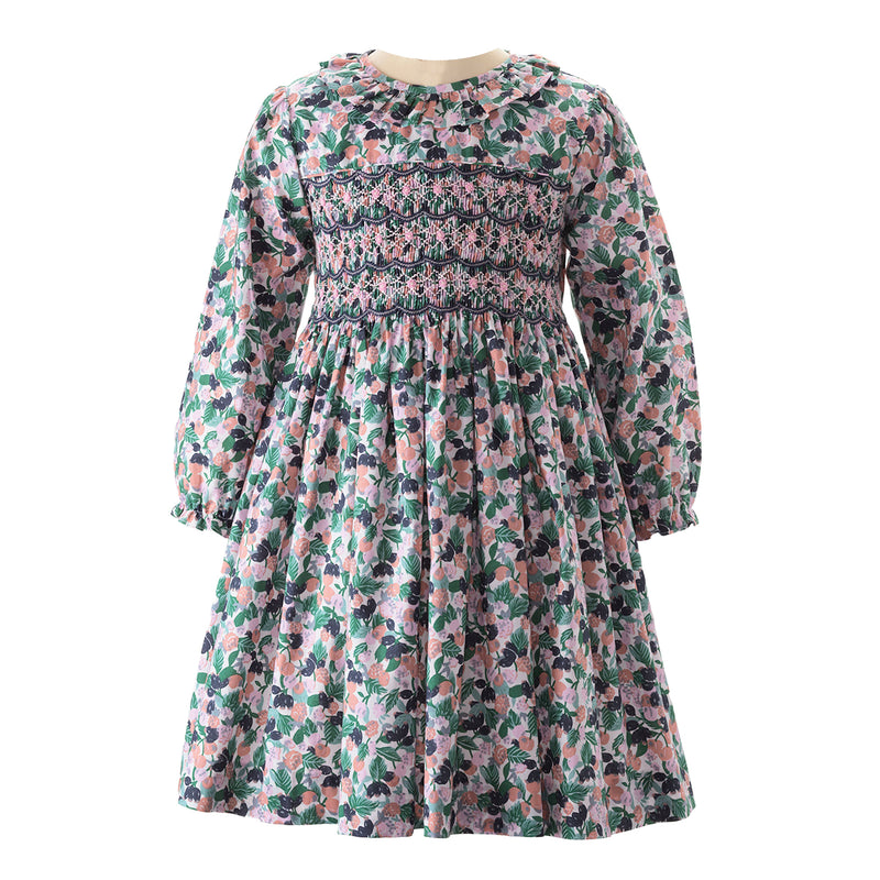 Berry Floral Smocked Dress