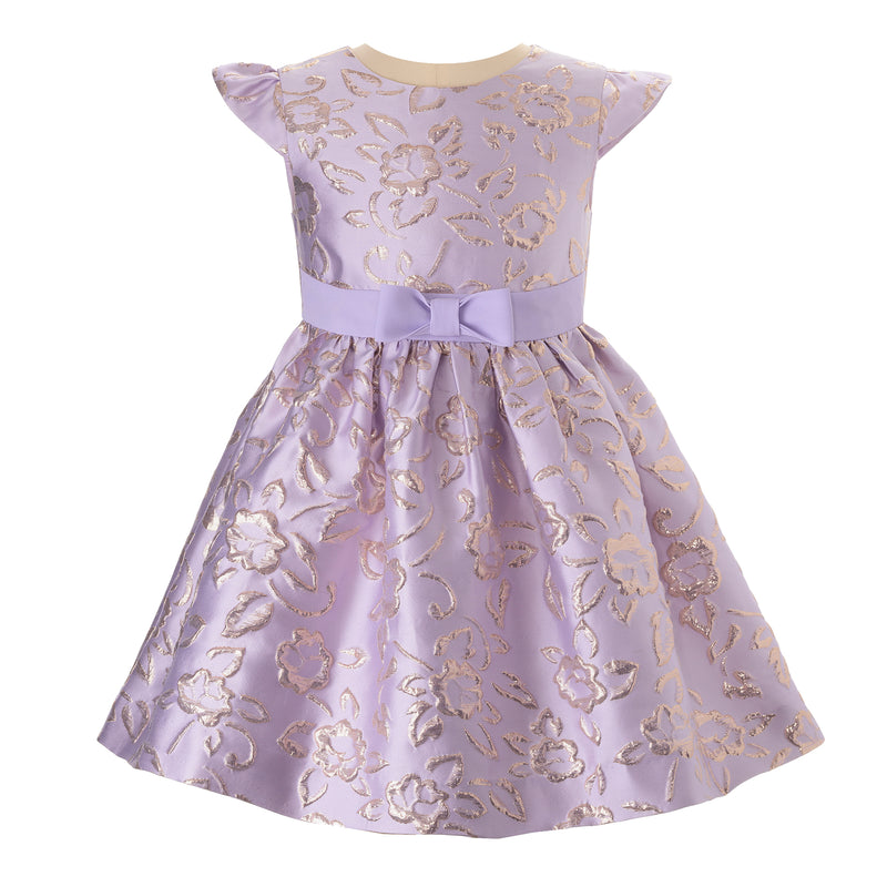 Lilac Rose Bow Damask Dress