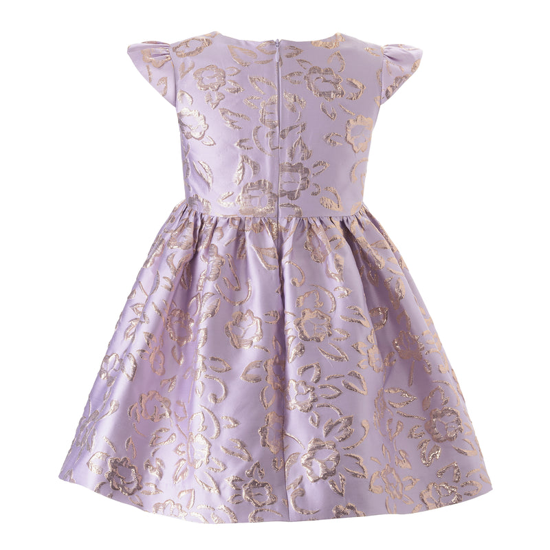 Lilac Rose Bow Damask Dress