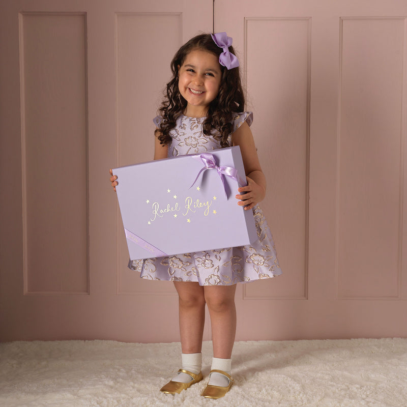 Lilac Rose Bow Damask Dress