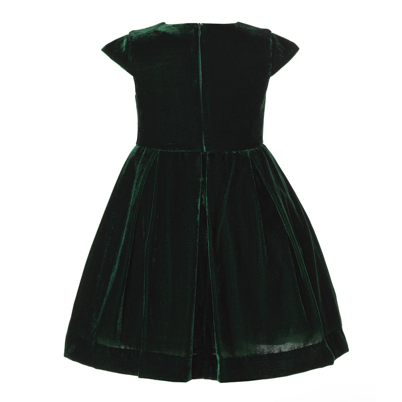 Green Tartan Bow Velvet Dress