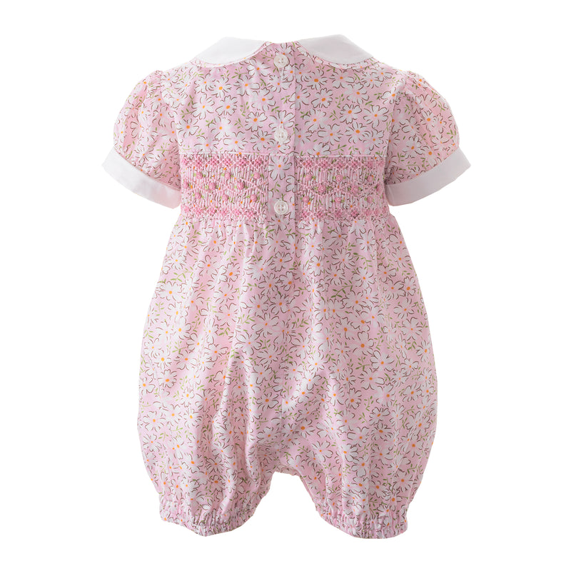 Pink Ditsy Lawn Smocked Babysuit
