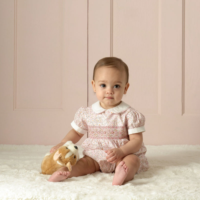 Pink Ditsy Lawn Smocked Babysuit