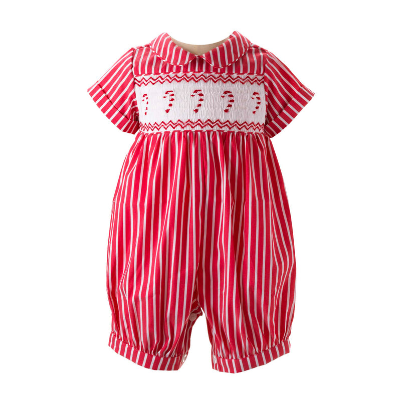 Candy Cane Smocked Babysuit