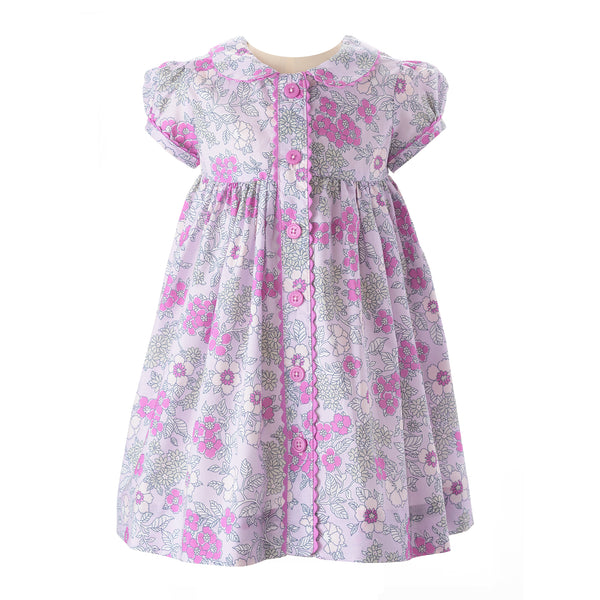 Lilac Floral Button-Front Dress & Bloomers