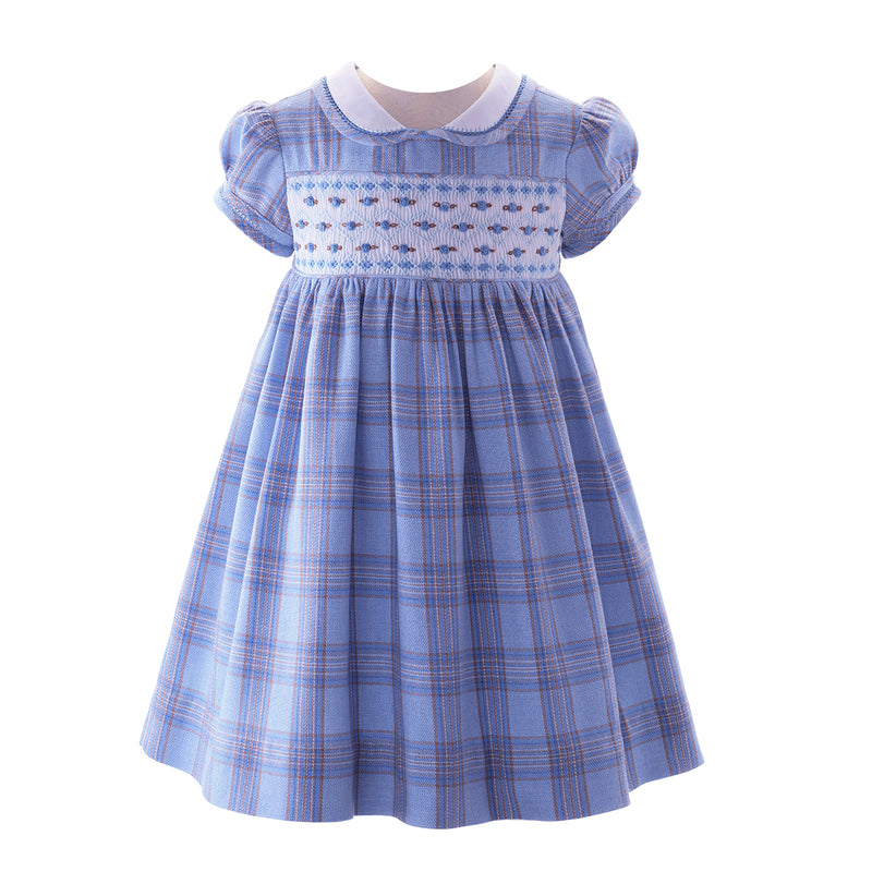 Blue Tartan Smocked Dress & Bloomers