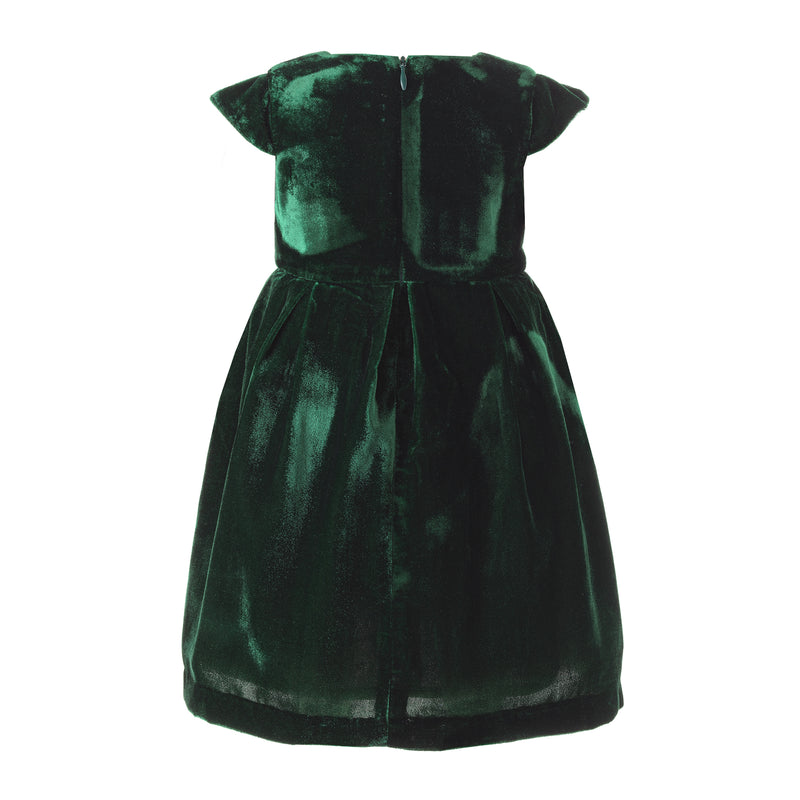 Green Tartan Bow Velvet Dress