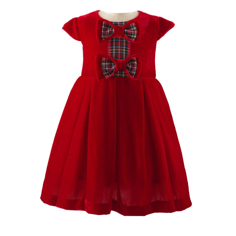 Tartan Bow Velvet Dress