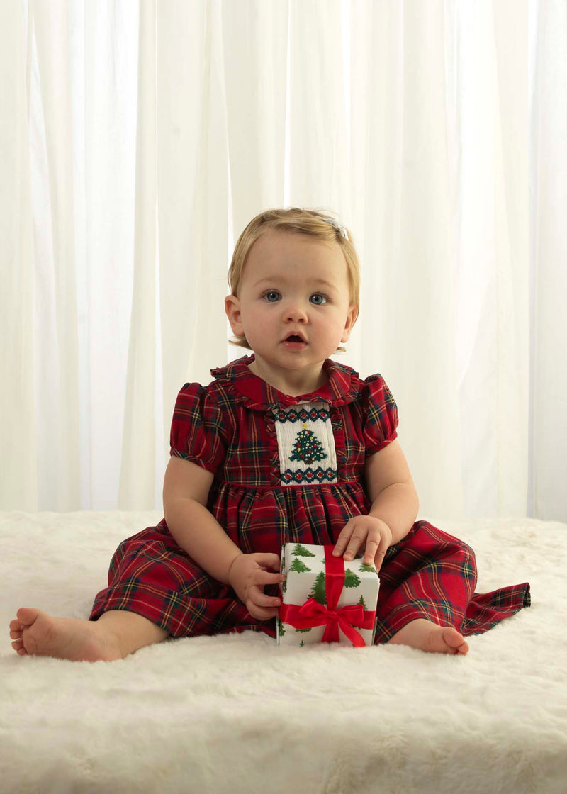 Christmas Tree Smocked Dress & Bloomers