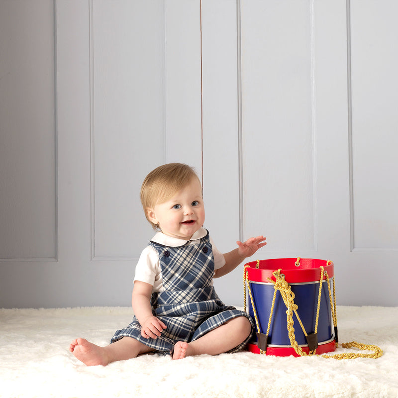 Navy Checked Dungarees